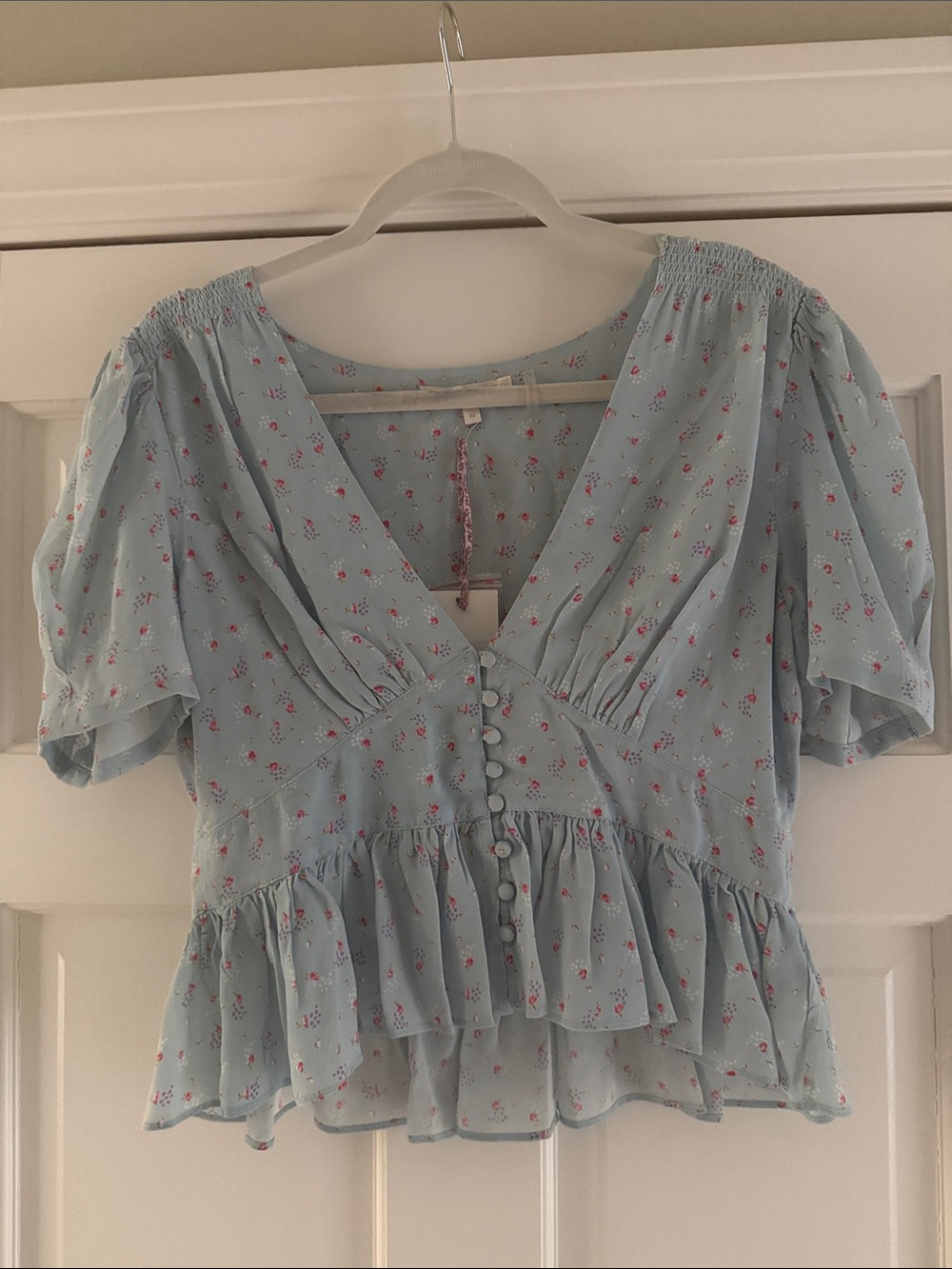 LoveShackFancy Steph Top in Blue Ribbon